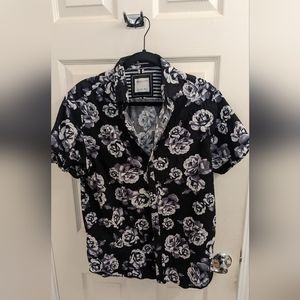 Denim and Flower Button Dowm